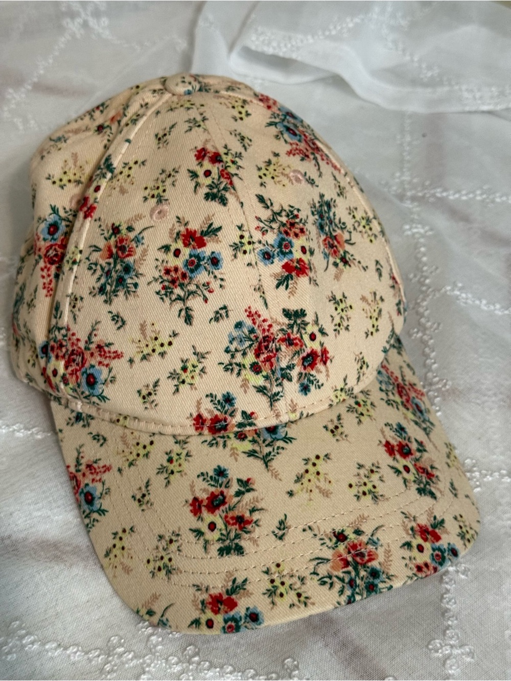 Floral Beige Baseball Cap